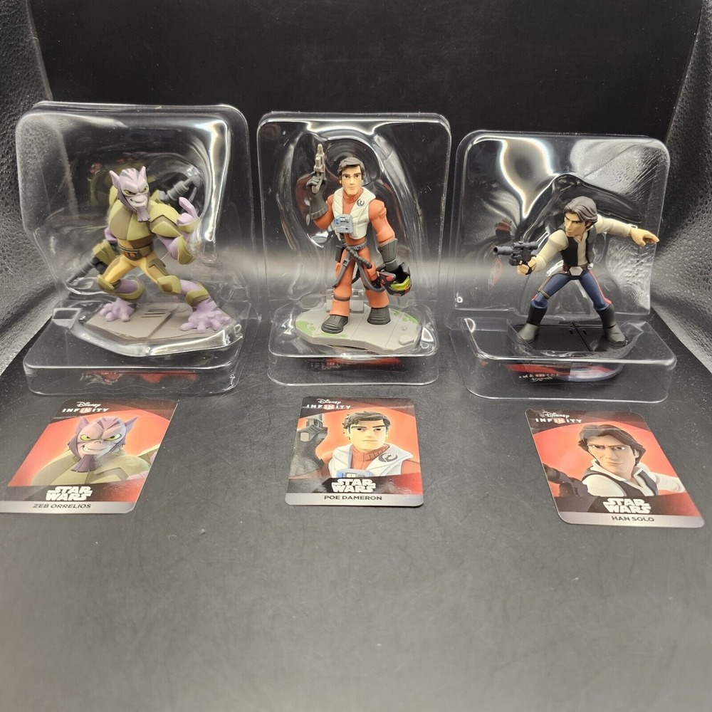 DISNEY INFINITY 3.0 Figure Lot Zeb Orrelios, Han Solo, Poe Dameron